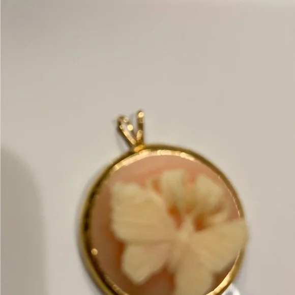Vintage Trifari Gold and Cream Butterfly Pendant - Picture 2 of 7